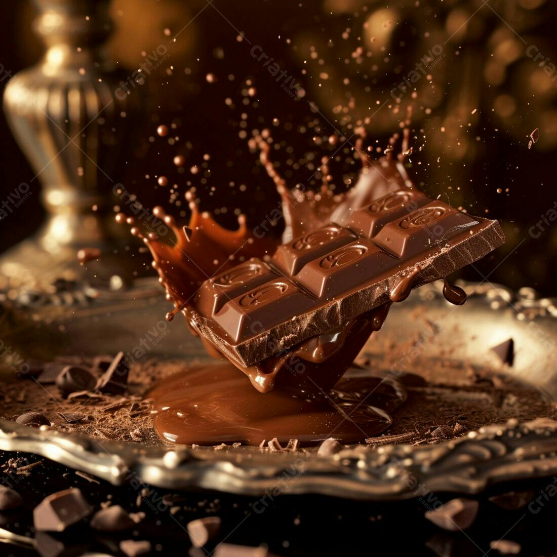 Barra de chocolate mergulhada em calda