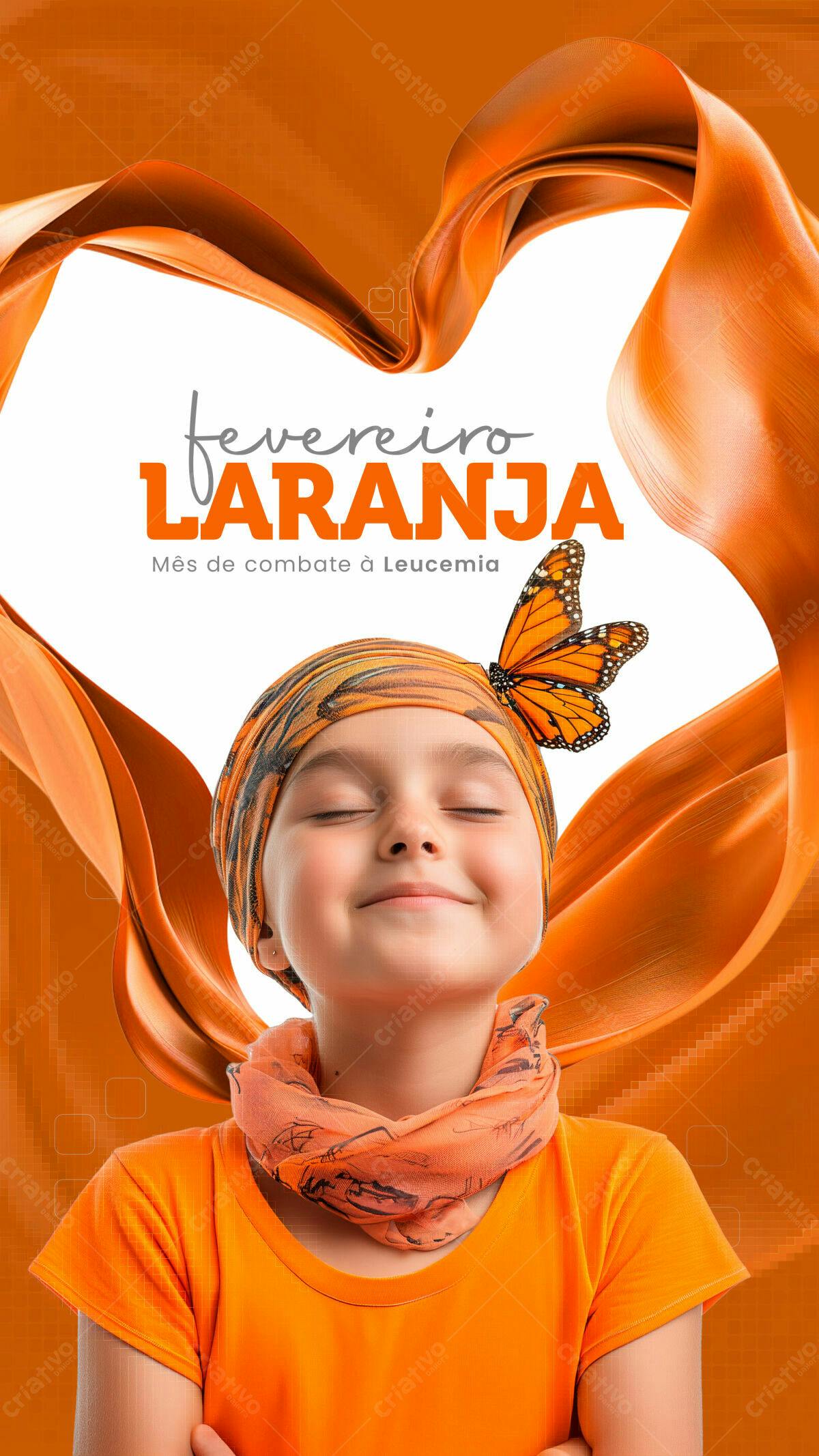 Flyer Fevereiro Laranja PSD Editável