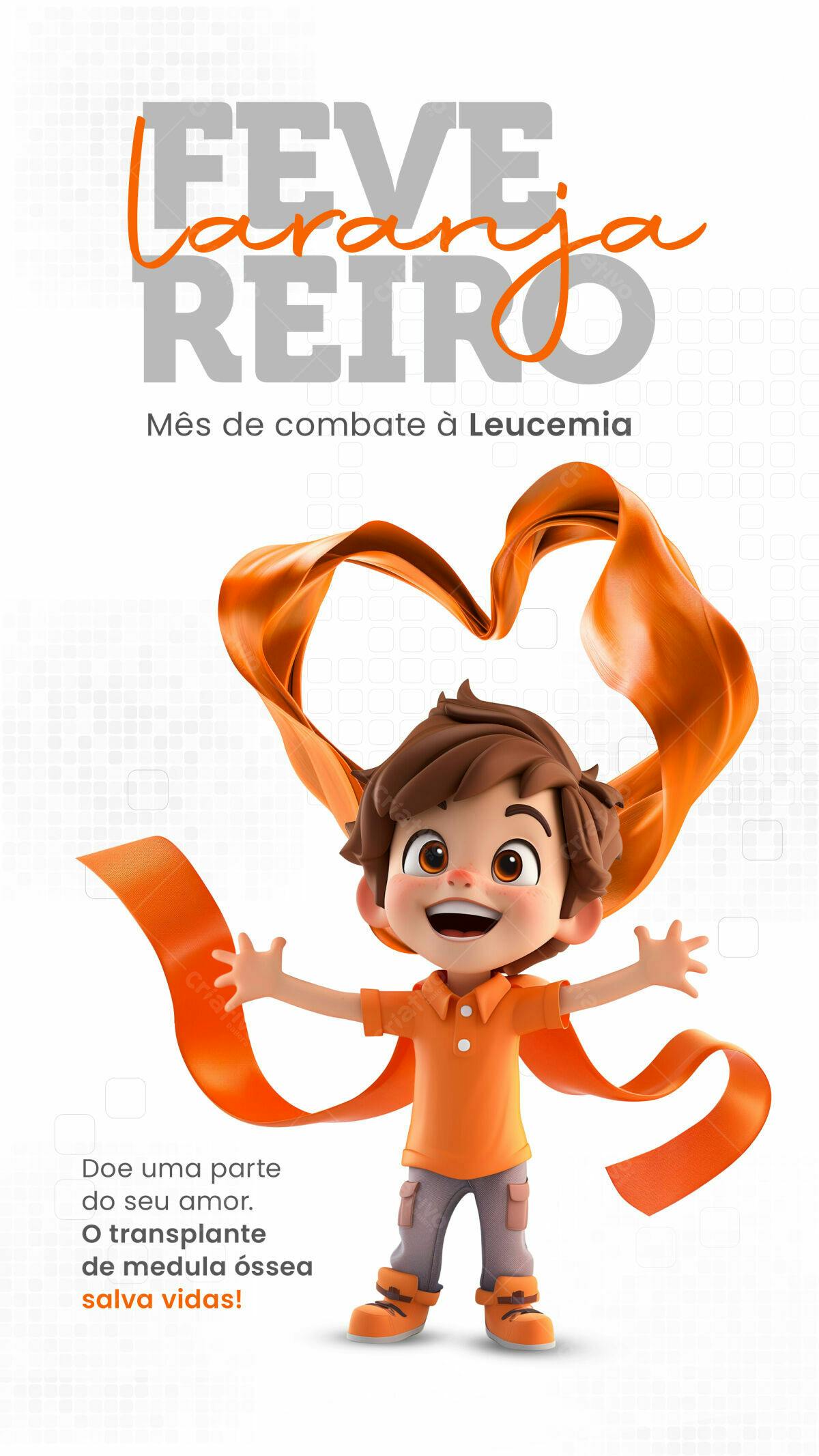 Flyer Fevereiro Laranja PSD Editável