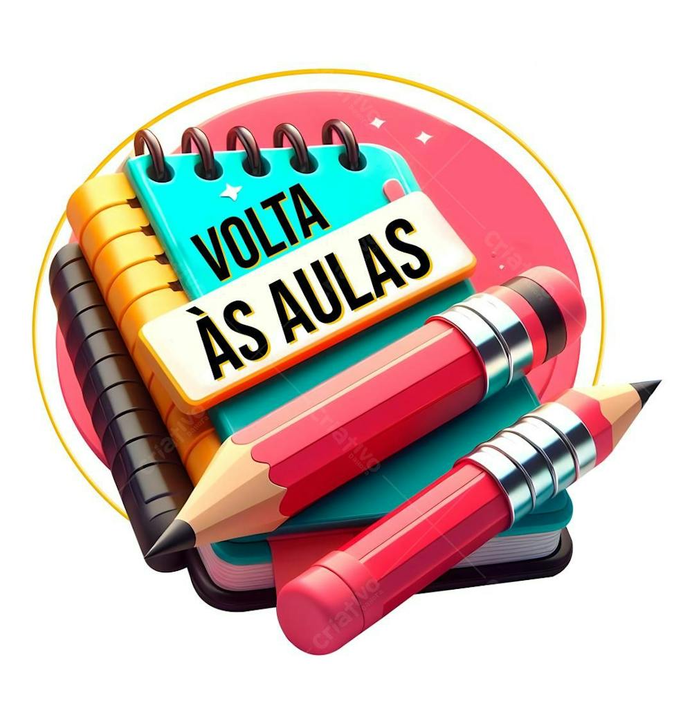 Selo 3D Volta Às Aulas - Composição Para Arte