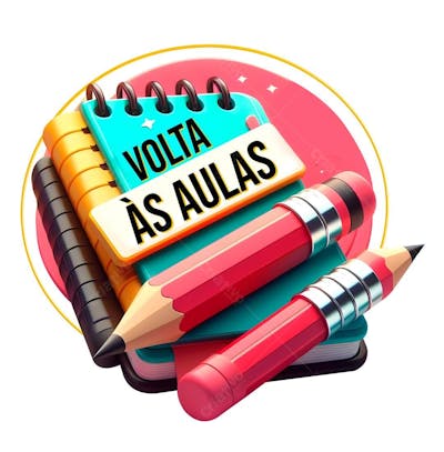 Selo 3D Volta Às Aulas - Composição Para Arte