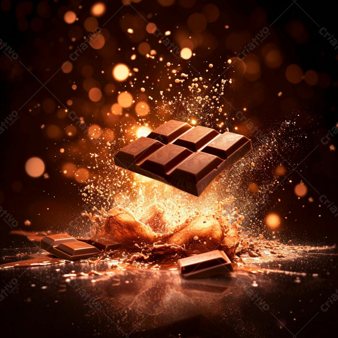 Barra de Chocolate em Explosão de Chocolate