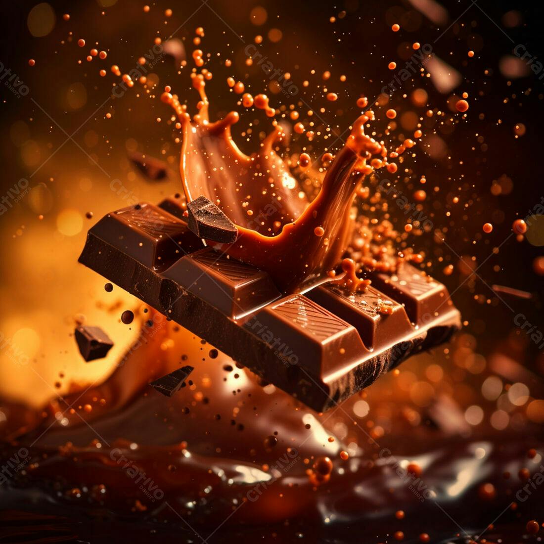 Barra de chocolate mergulhada em calda