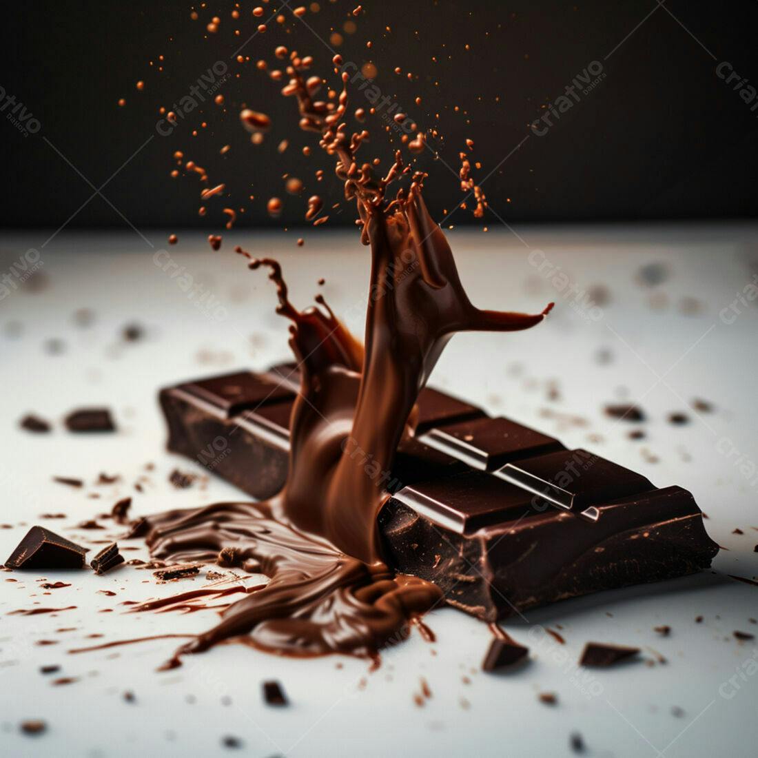 Barra de chocolate derretida em explosão