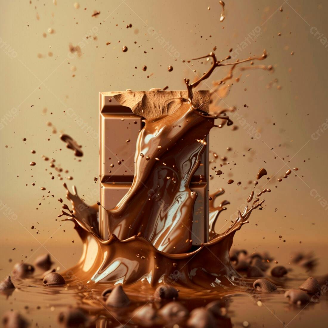 Barra de Chocolate em Salpico de Chocolate