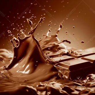 Barra de chocolate ao leite com respingos e salpicos suspensos no ar 43