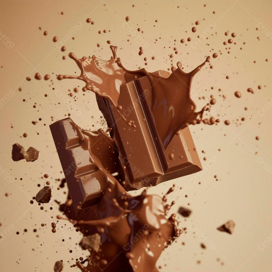 Barras de chocolate em explosão de chocolate