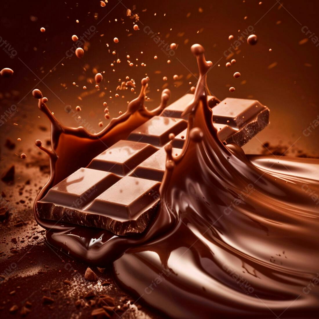 Barra de chocolate em calda derretida