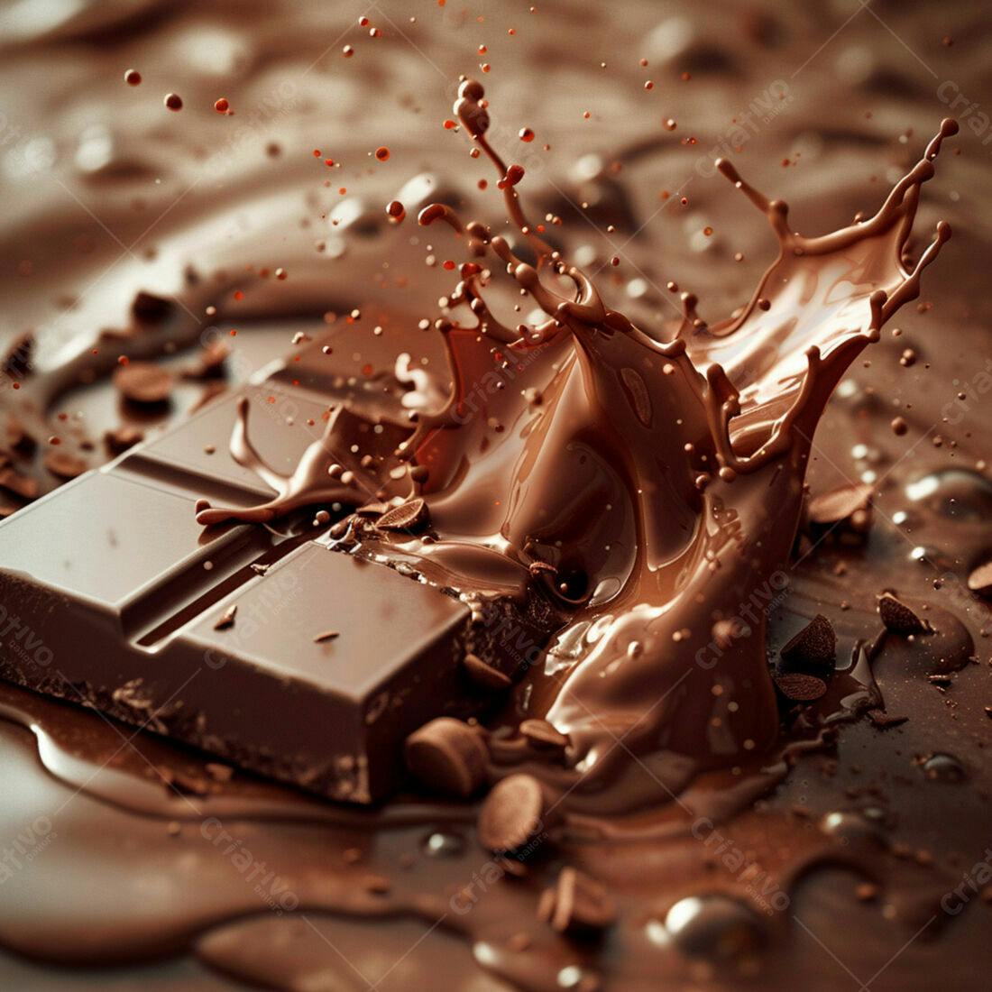 Barra de chocolate derretido com gotas
