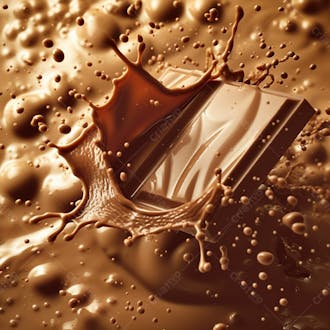 Barra de chocolate ao leite com respingos e salpicos suspensos no ar 67