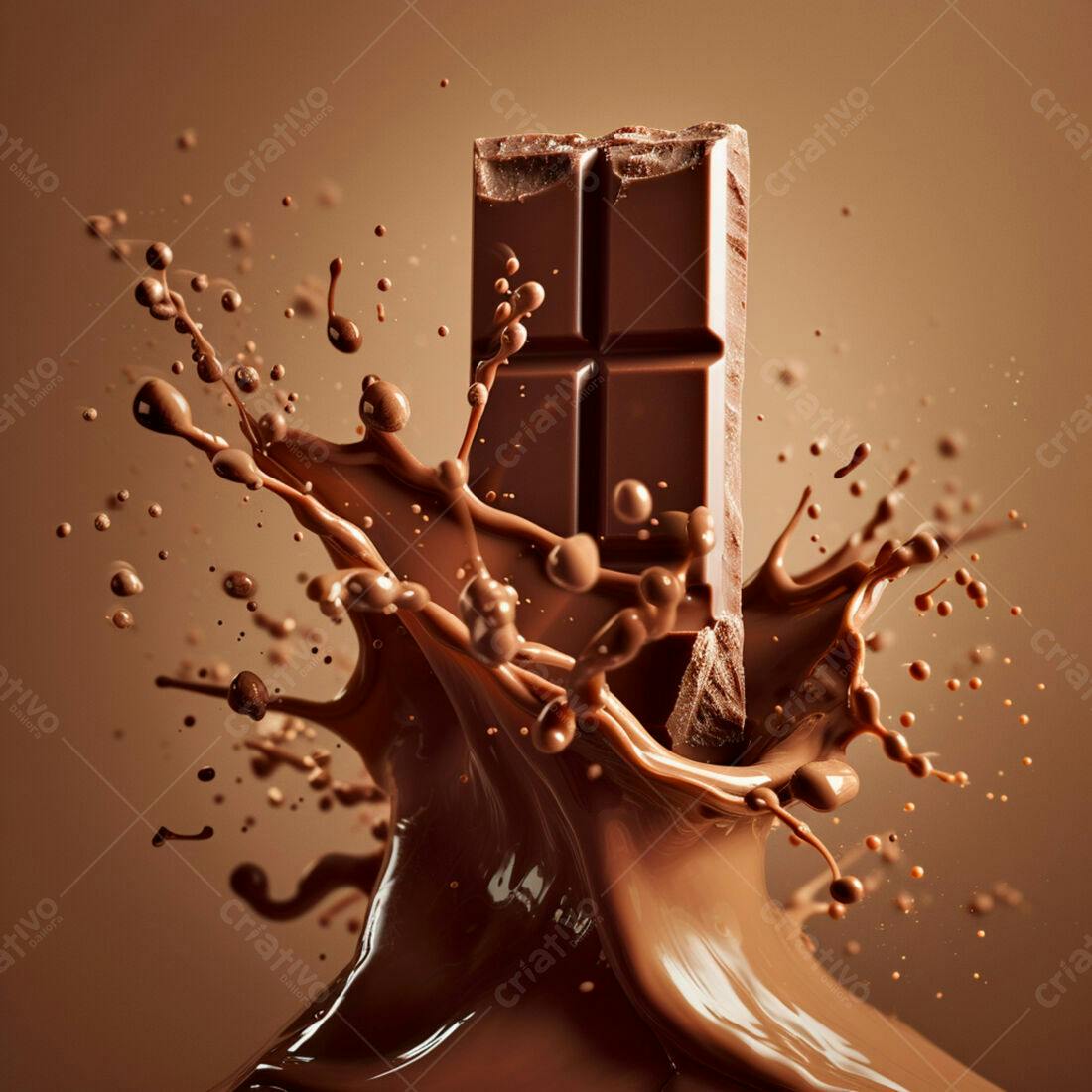 Barra de Chocolate em Salpico de Chocolate