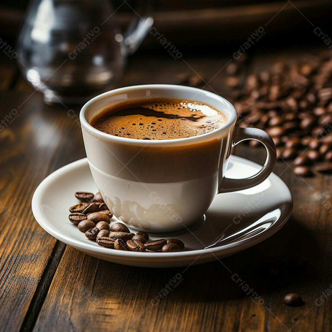 Xícara de café expresso com grãos de café