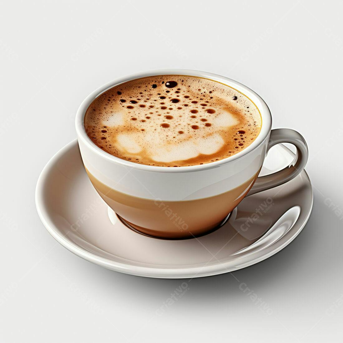 Cappuccino cremoso em xícara bege