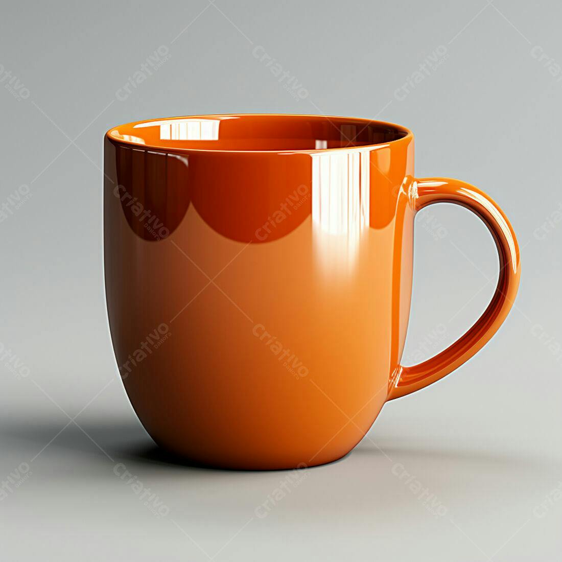 Caneca laranja em fundo cinza