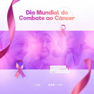 Dia mundial do combate ao câncer campanha saúde social media post