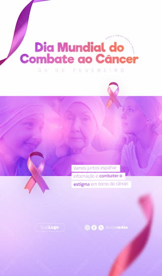Dia mundial do combate ao câncer campanha saúde social media post story