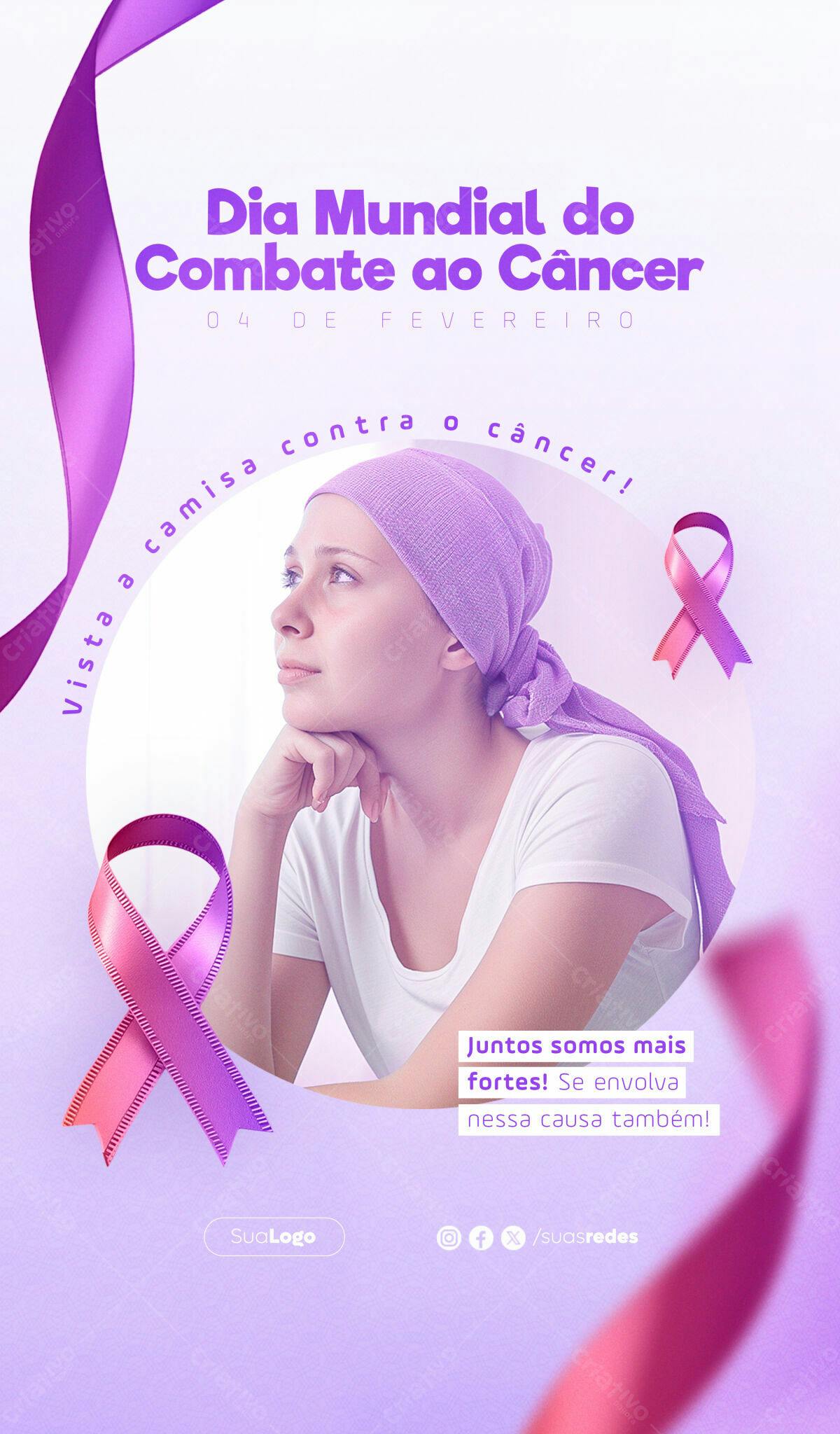 Flyer Dia Mundial do Combate ao Câncer PSD Editável