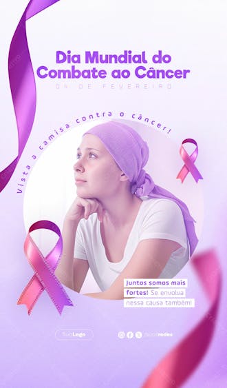 Dia mundial do combate ao câncer campanha saúde social media post story
