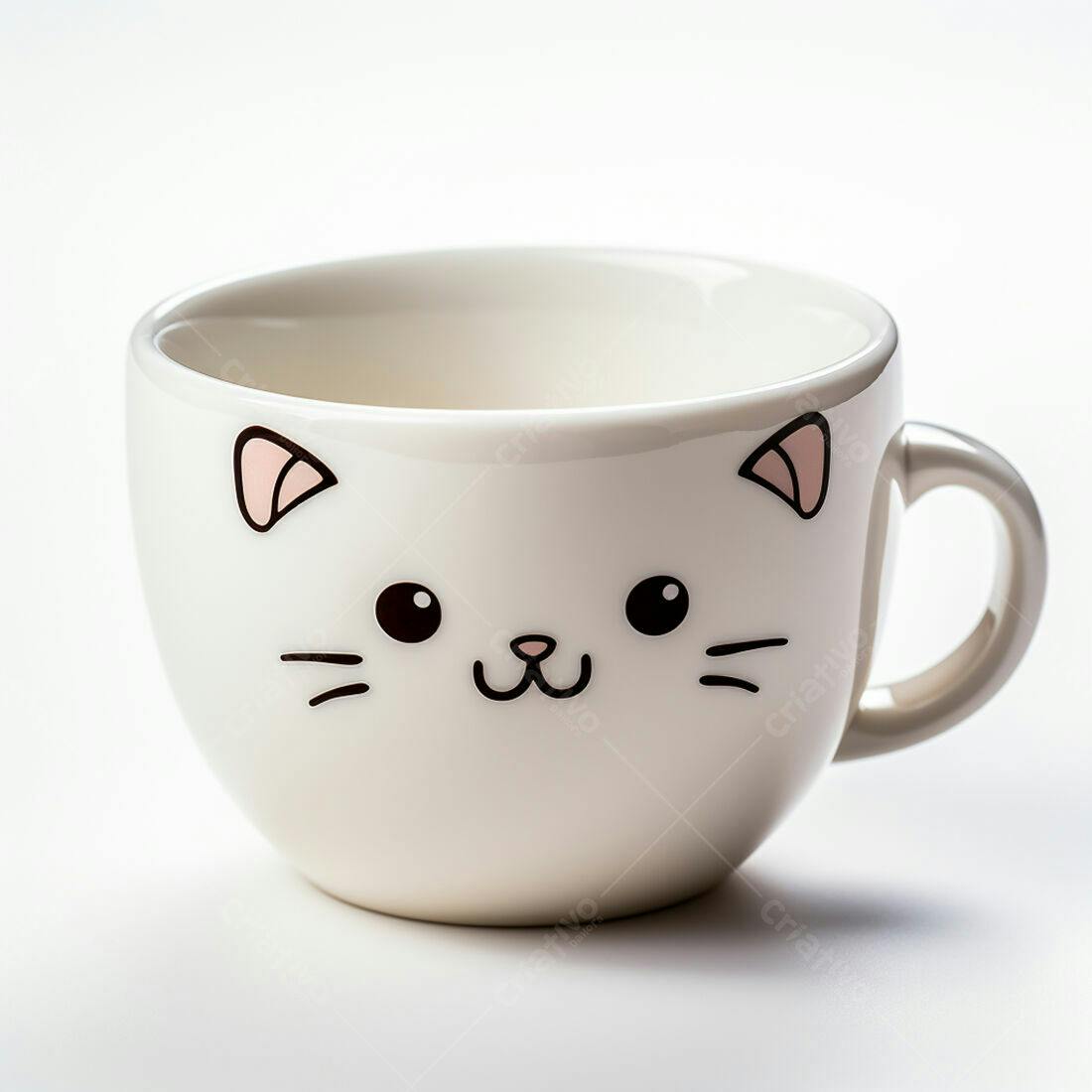 Caneca de cerâmica com desenho de gato