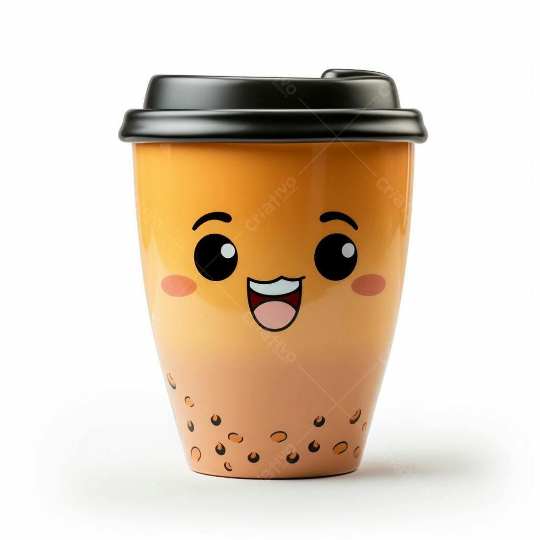 Copo de Chá de Bolhas com Carinha Feliz