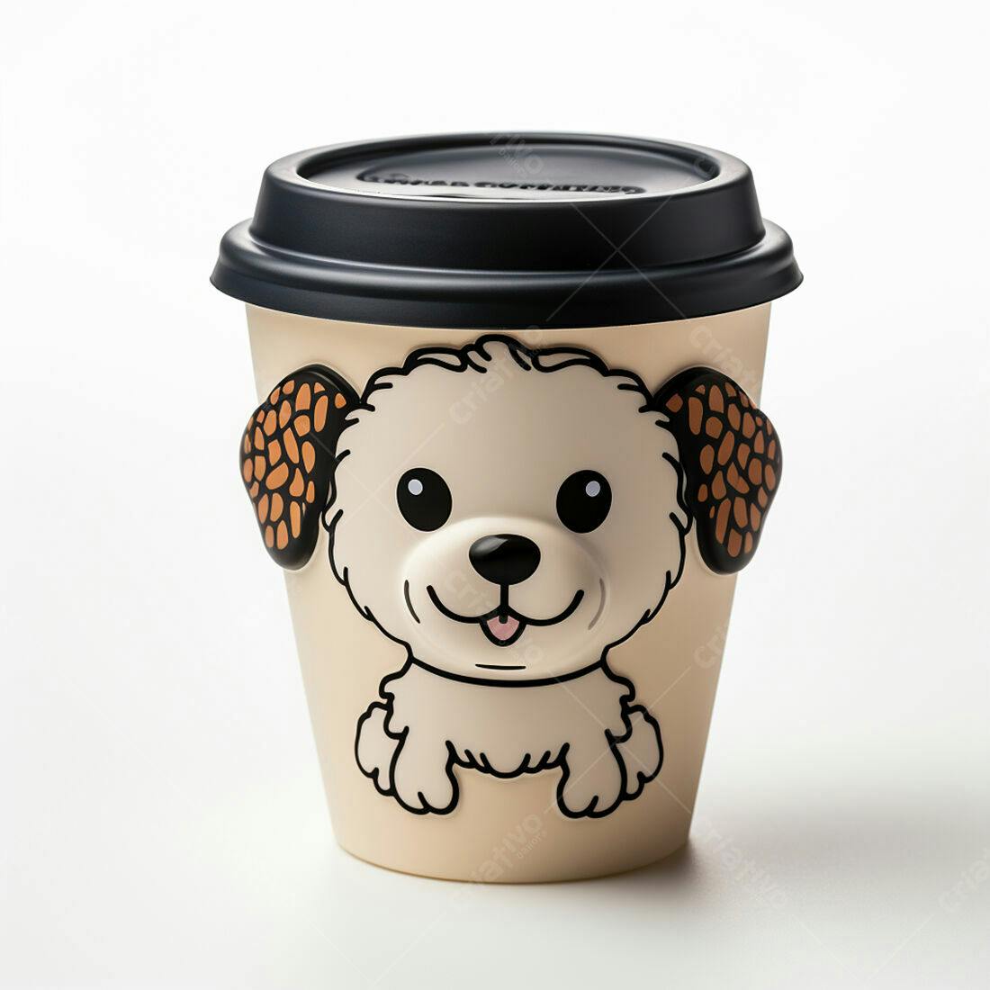 Caneca com desenho de cachorro fofo bege e marrom