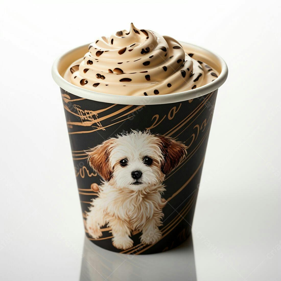 Cappuccino com chantilly e cachorrinho