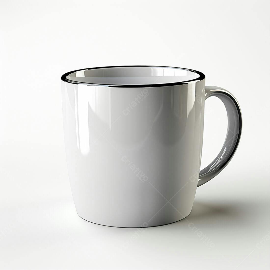 Caneca branca com detalhe metálico