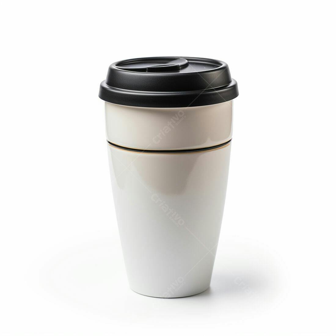 Caneca de Café Branca com Tampa Preta