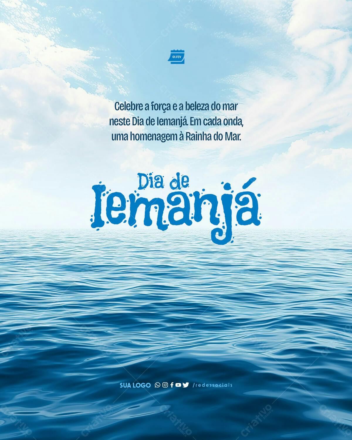 Post para Dia de Iemanjá PSD Editável