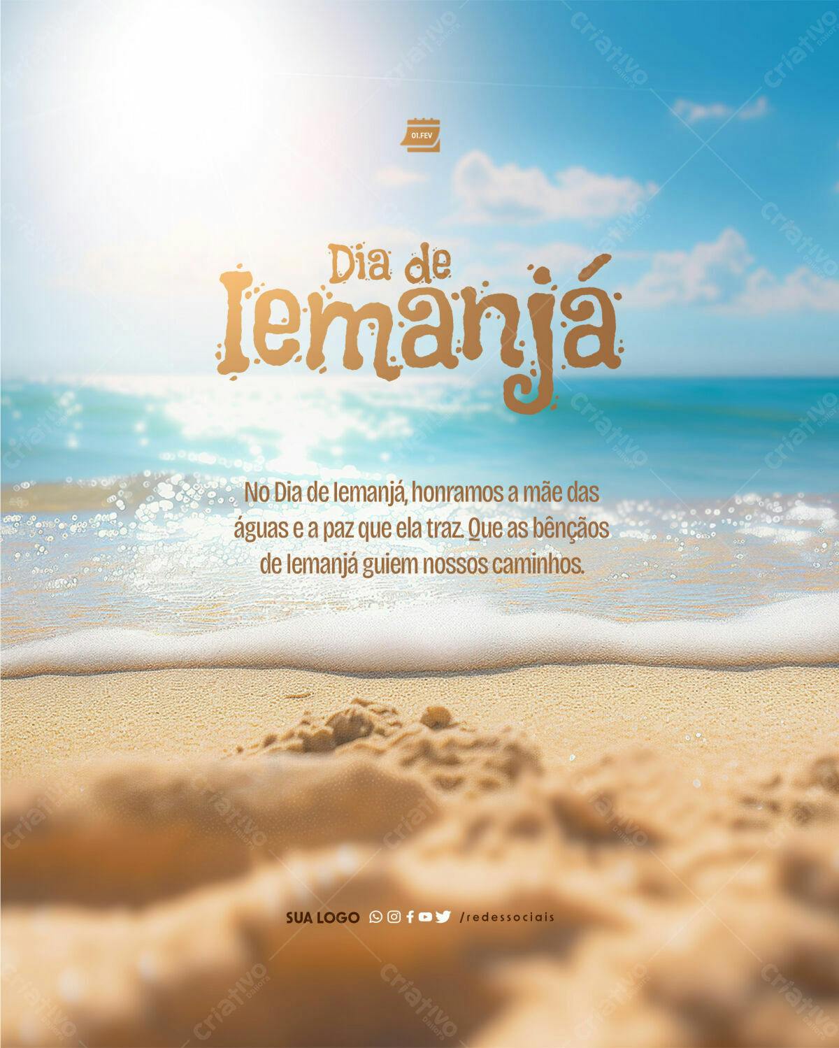 Post para o Dia de Iemanjá PSD Editável