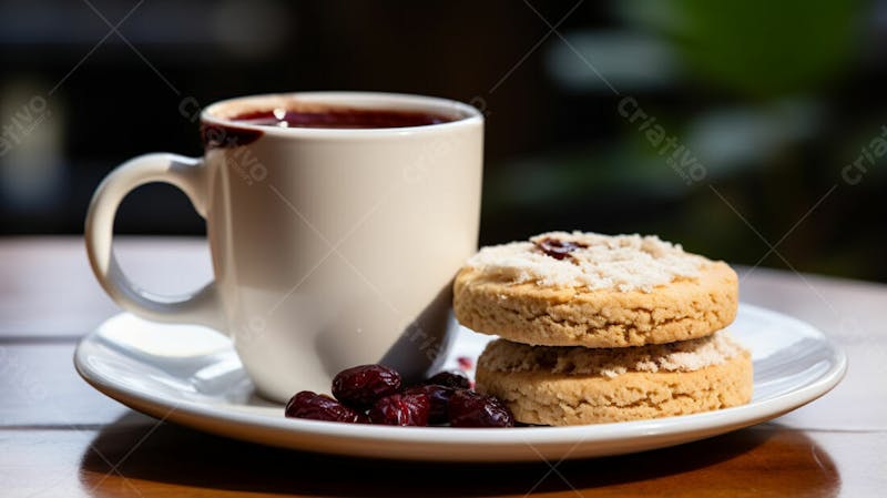 Xícara de café com biscoito sobre mesa imagem gratuita