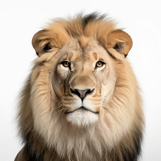 Leão animal feroz close up sobre fundo branco imagem gratis