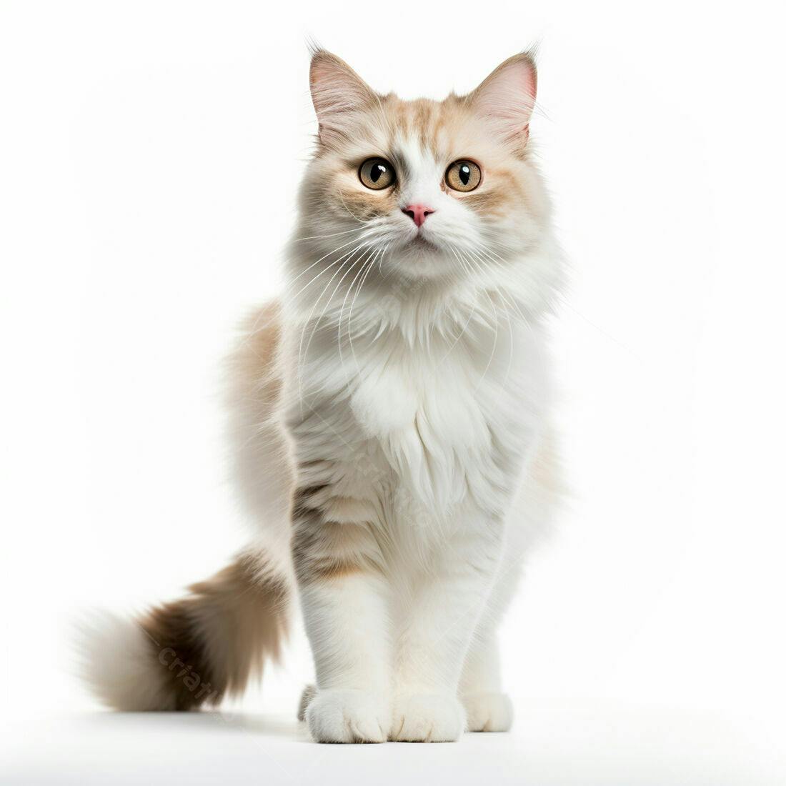 Gato persa creme e branco em fundo branco