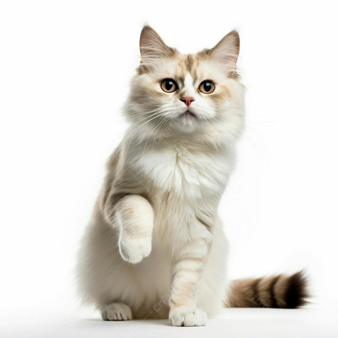 Gato persa creme levantando a pata