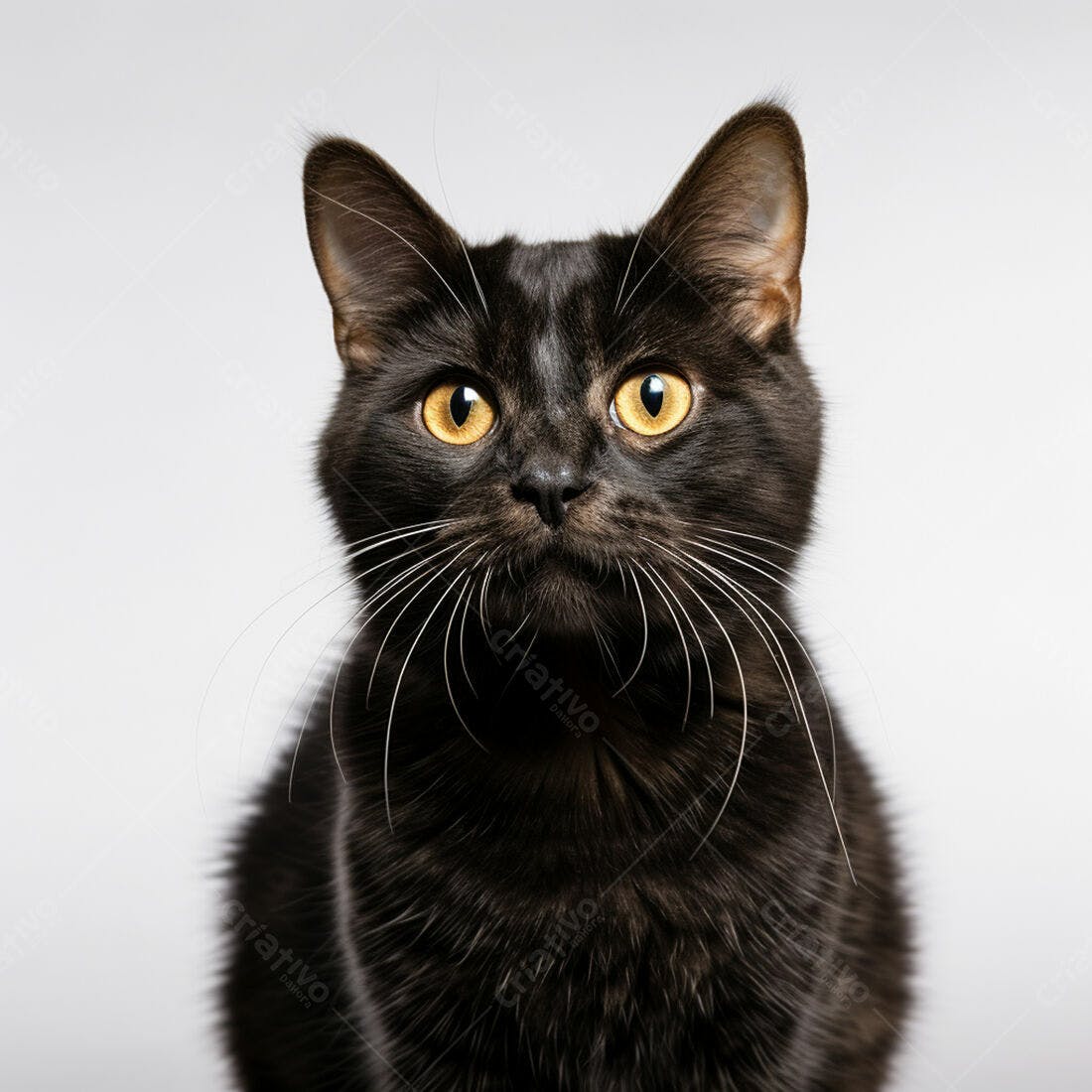 Gato Preto Olhos Amarelos fundo branco