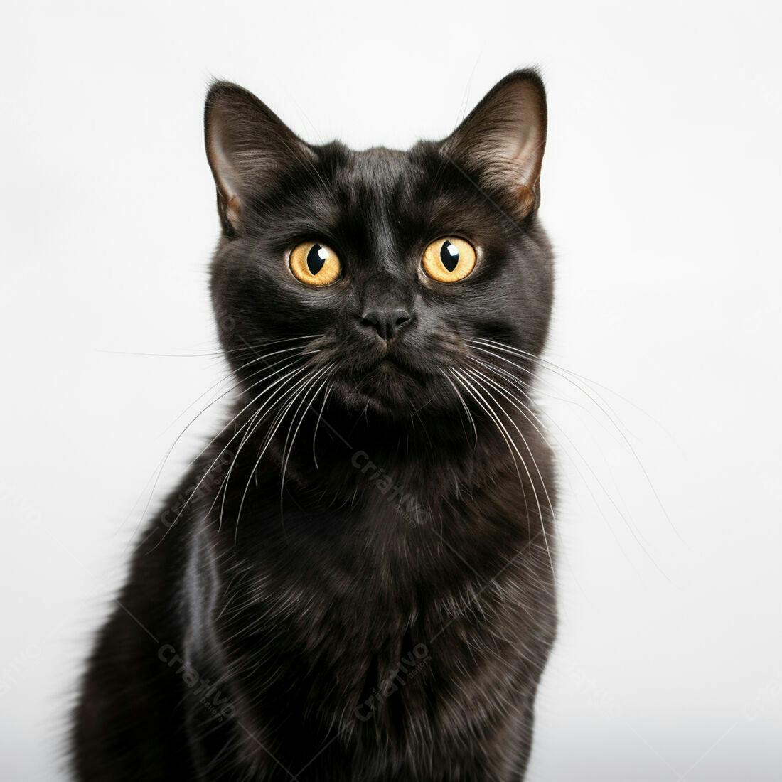 Gato Preto Olhos Amarelos Estúdio