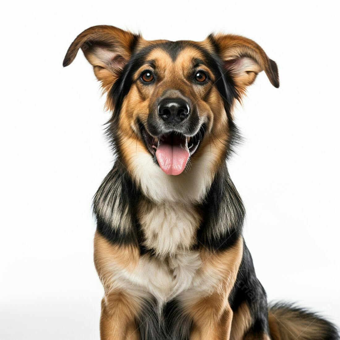 Cachorro feliz fundo branco retrato