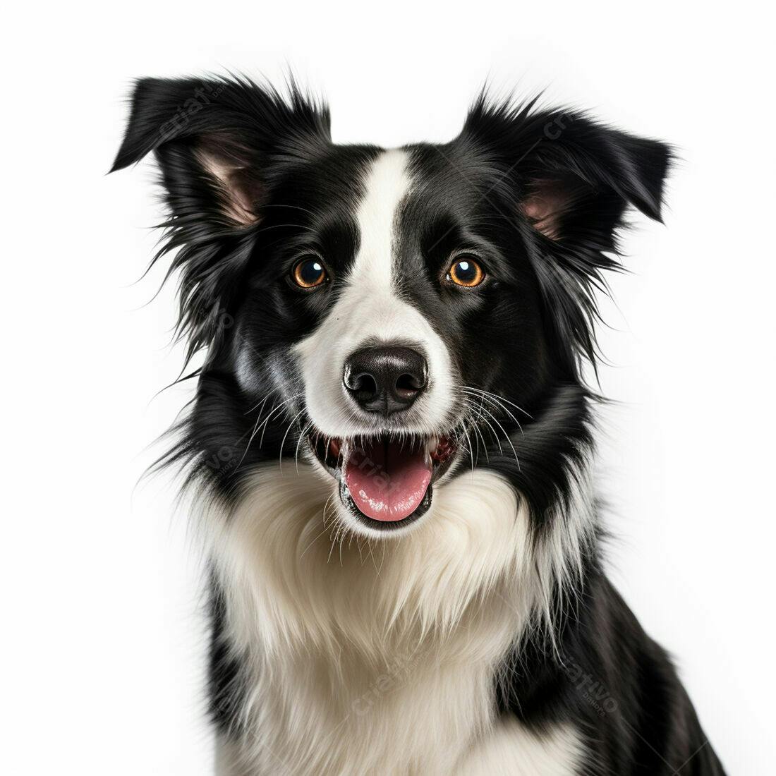 Border Collie alegre fundo branco