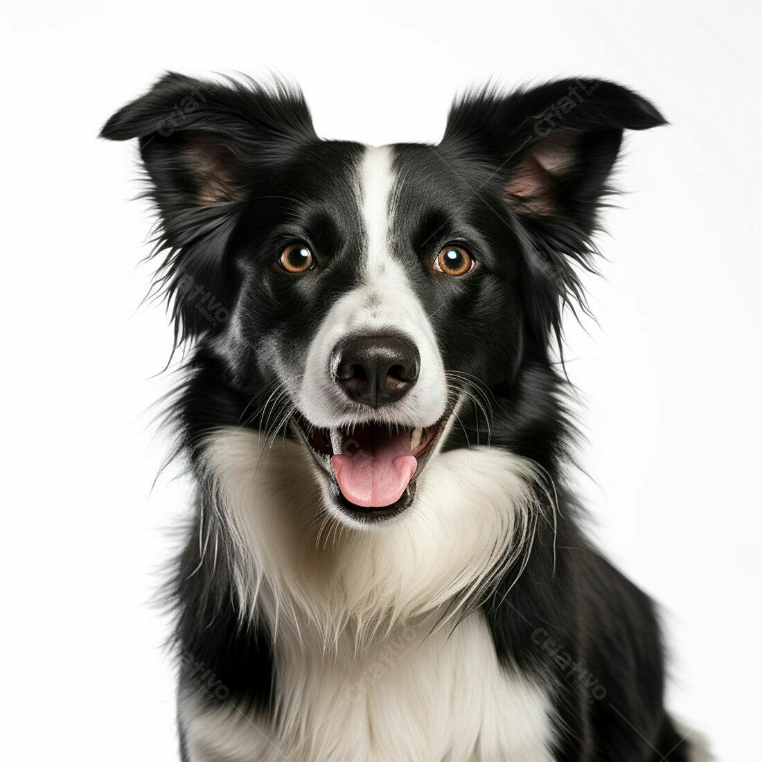 Border Collie alegre fundo branco