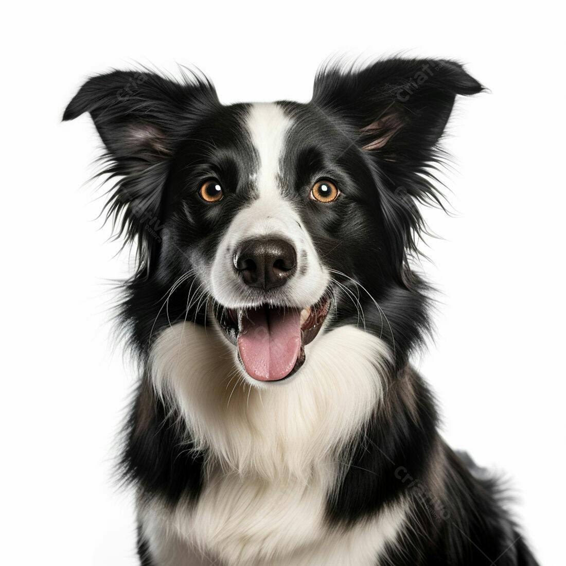 Border Collie alegre fundo branco