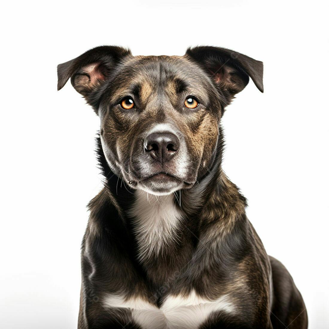 Cachorro marrom e branco em fundo branco