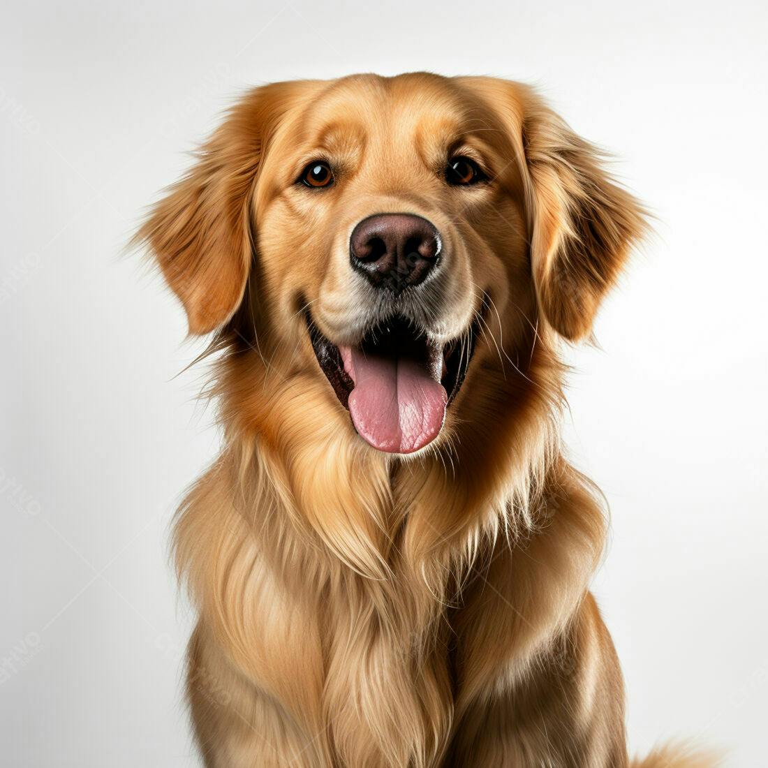 Golden Retriever feliz fundo branco