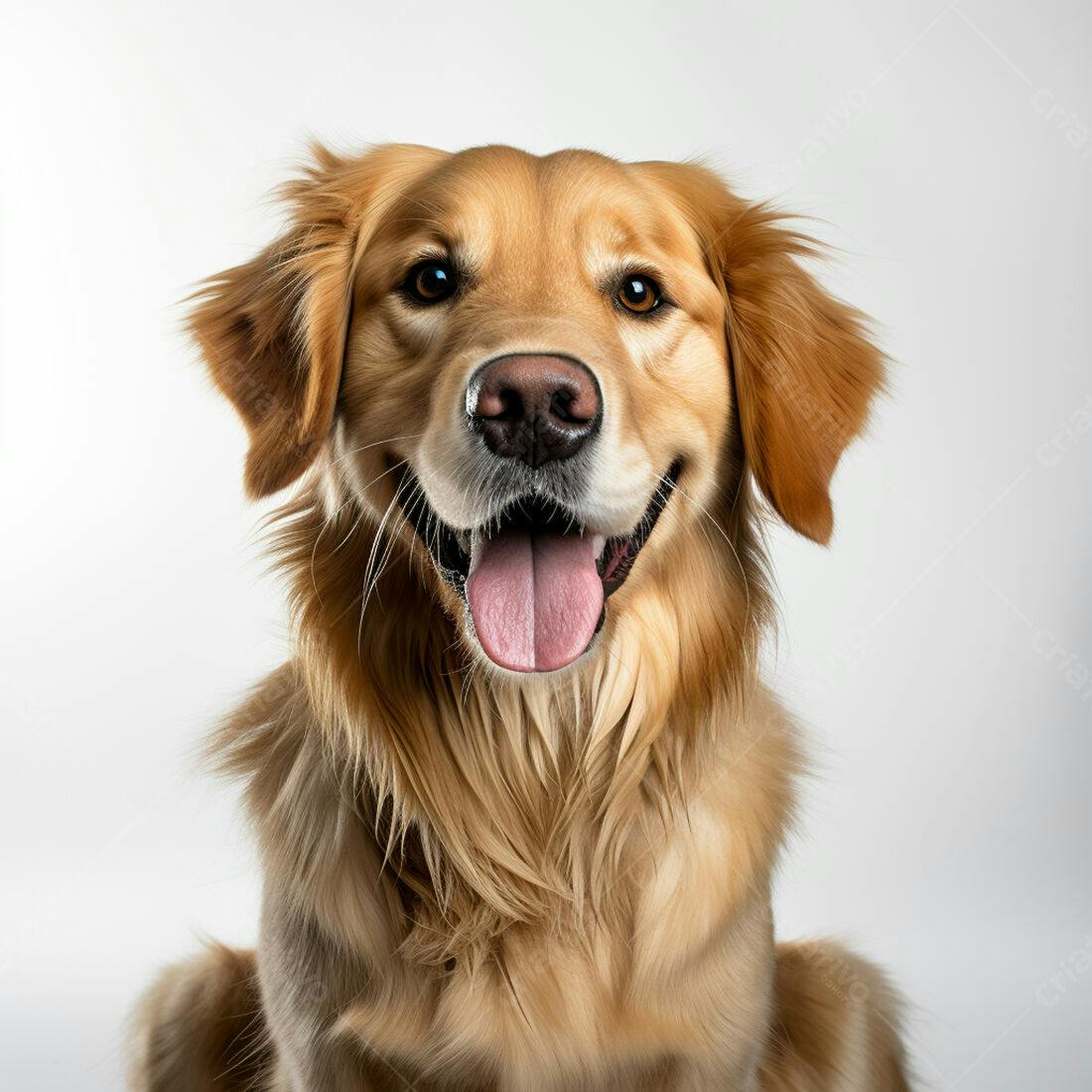 Golden Retriever feliz fundo branco