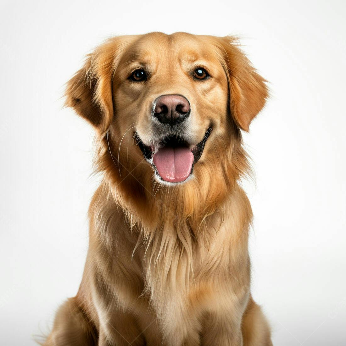 Golden Retriever feliz fundo branco