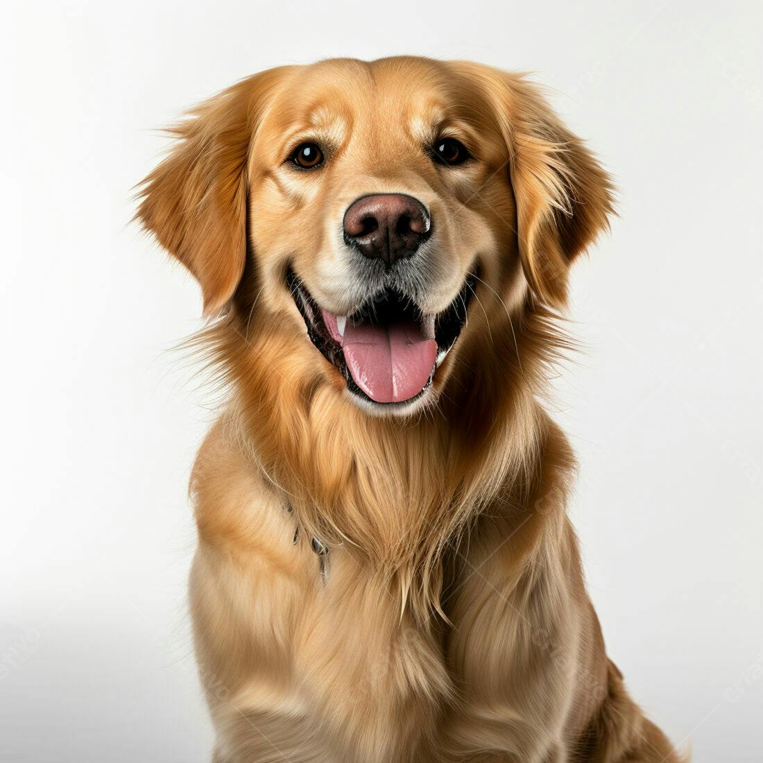 Golden Retriever feliz fundo branco