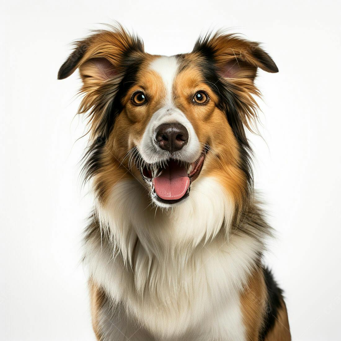 Cachorro Border Collie feliz fundo branco