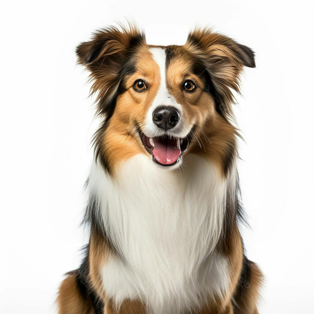 Cão Border Collie feliz fundo branco