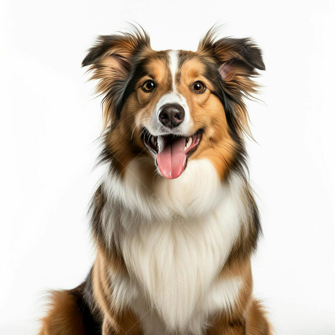 Cachorro Border Collie feliz fundo branco