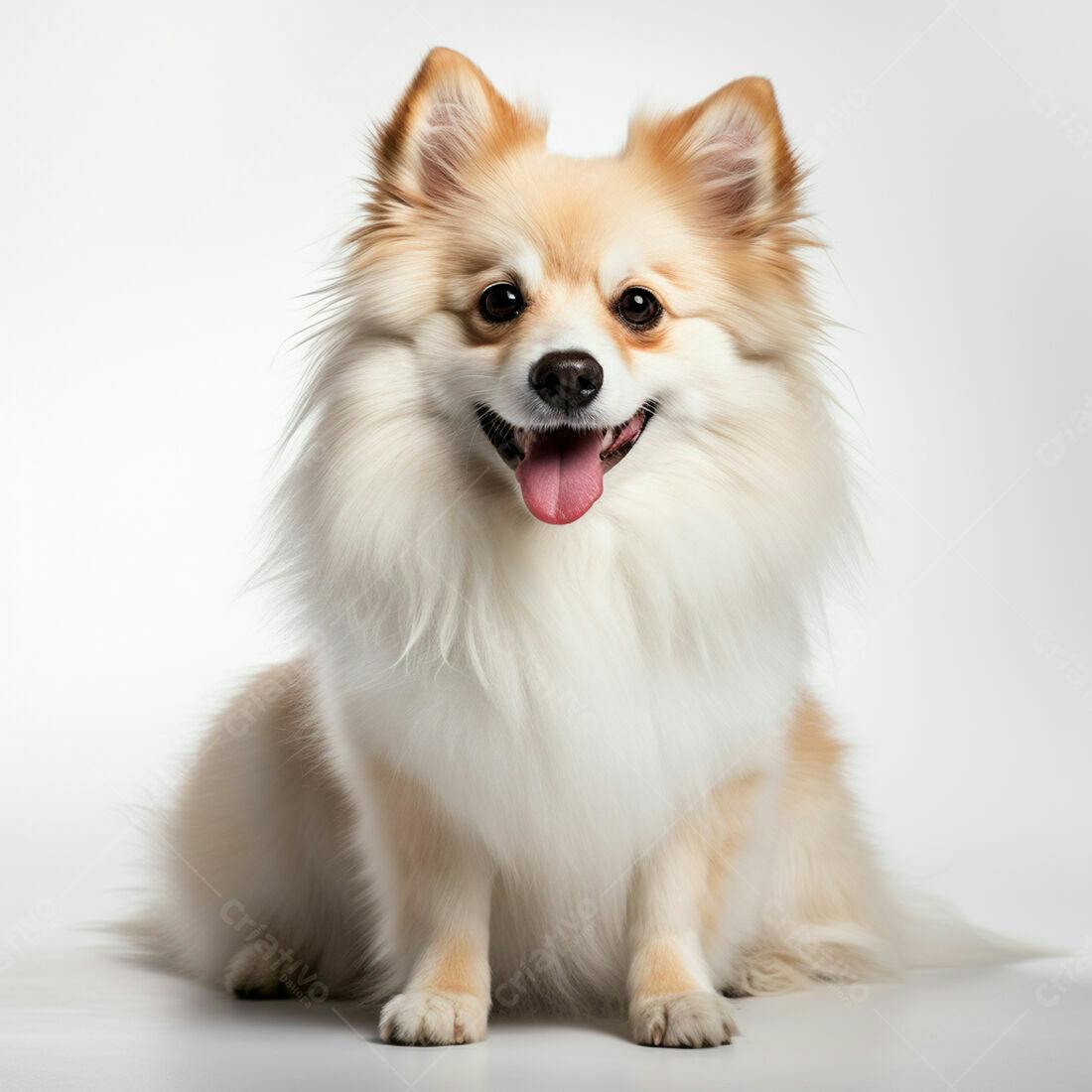 Cachorro Spitz Alemão Anão feliz em estúdio