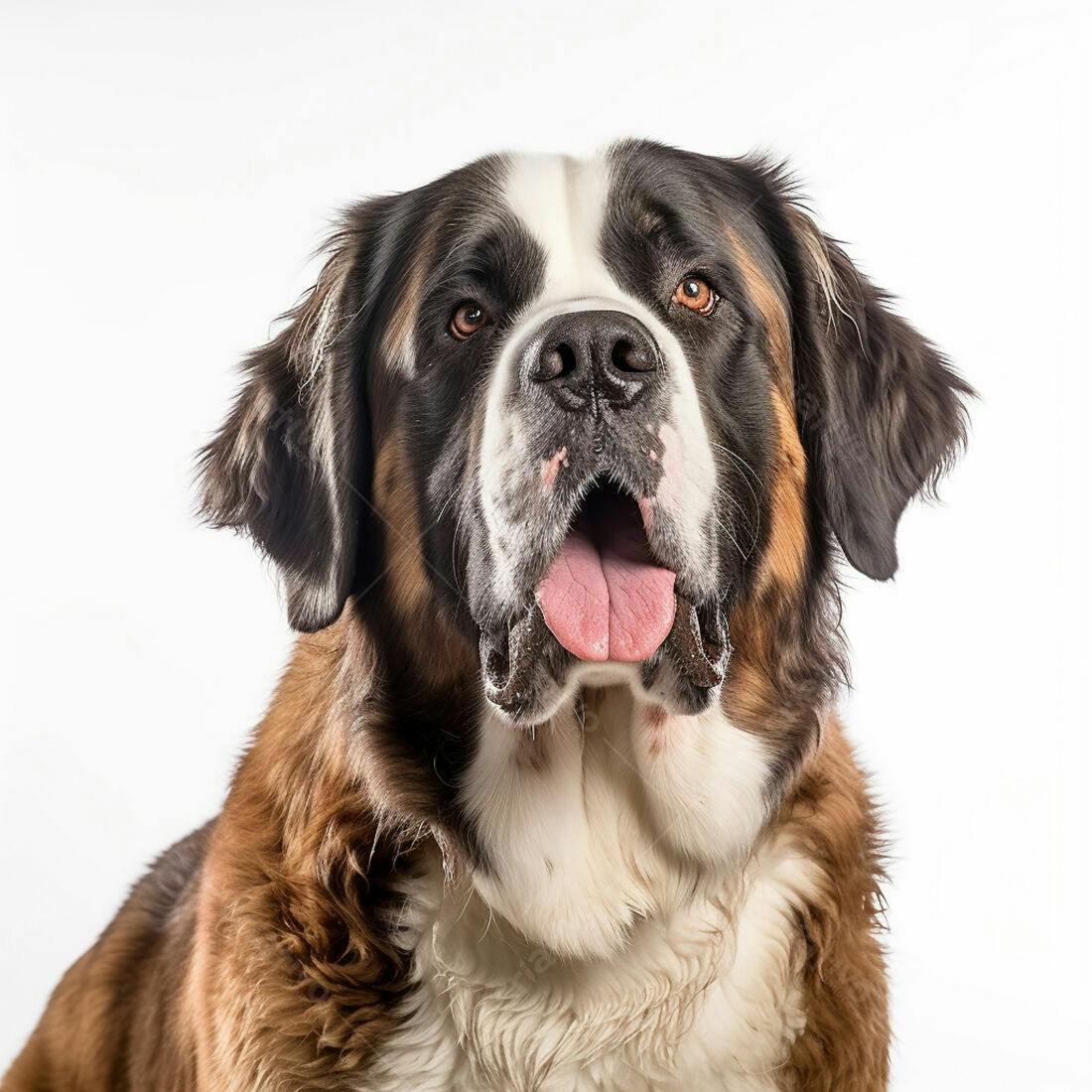 Cão São Bernardo retrato fundo branco